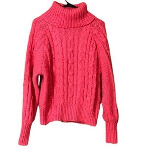 a new day Pink Chunky Cable Knit Turtleneck Sweater NWOT